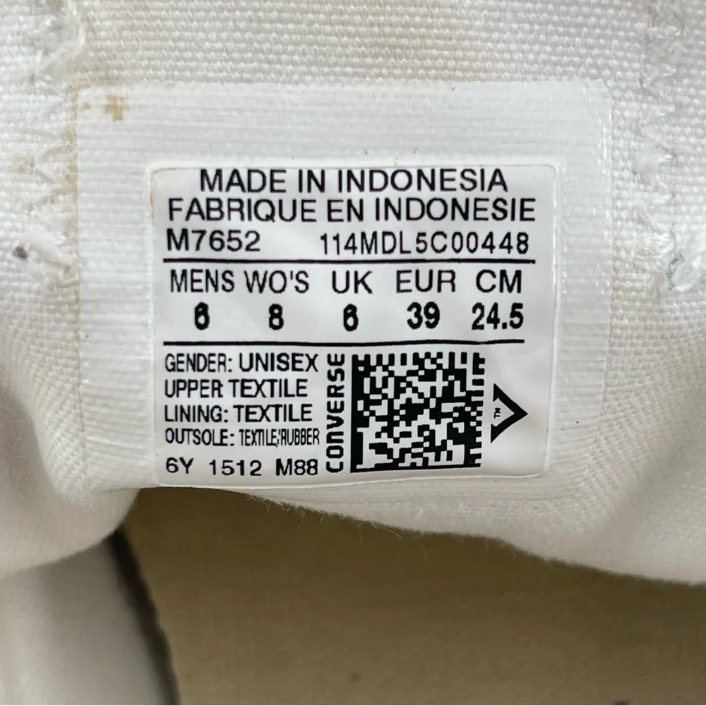 Converse Unisex CTAS Classic White Canvas Low Top Athletic Shoes - M/6 | W/8